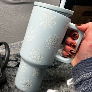 Blue and White Insulated Snowflake Mug